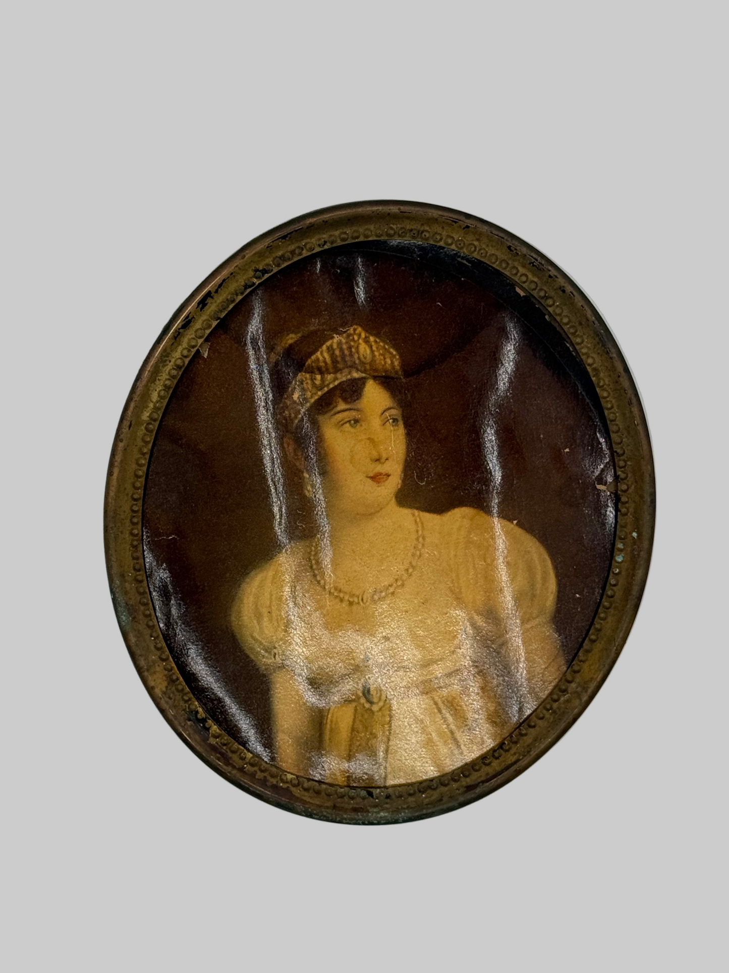 French Empress Miniature Print, Round Framed Empress Portrait, 6”