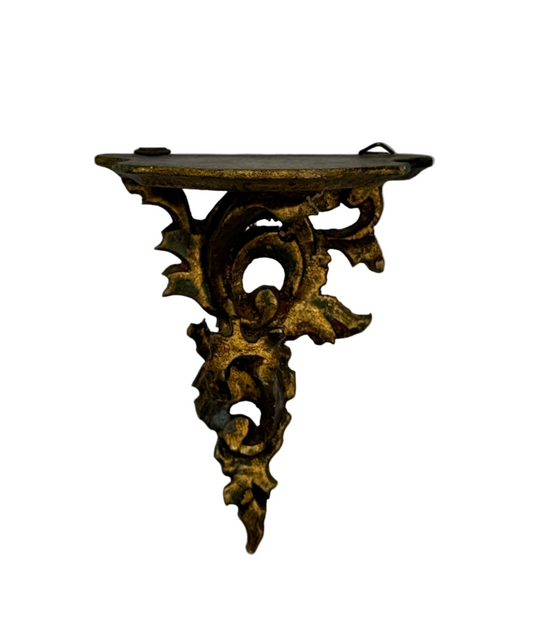 Rococo Style Florentine Hand Carved Wood Miniature Shelf, 4.5”