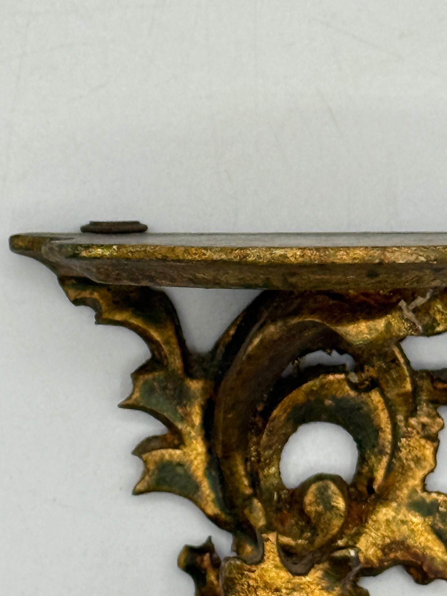 Rococo Style Florentine Hand Carved Wood Miniature Shelf, 4.5”