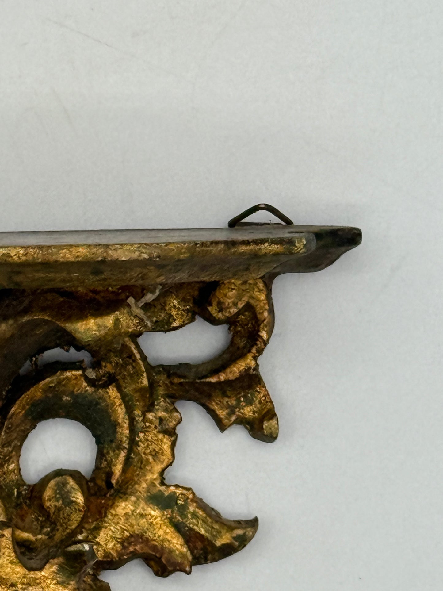 Rococo Style Florentine Hand Carved Wood Miniature Shelf, 4.5”