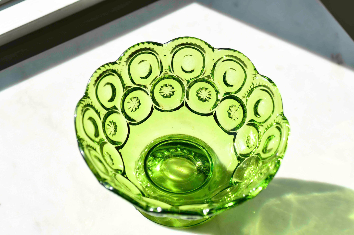 Green Moon & Stars Glass Bowl