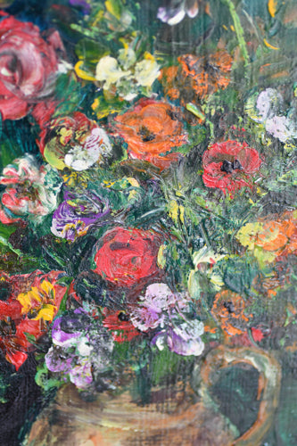 Floral Framed Oil Painting, 17.75", France