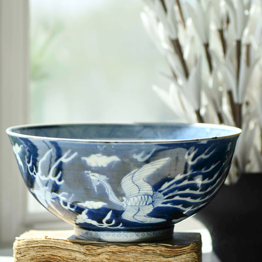Cobalt Blue Dragon Serving Bowl, 9"