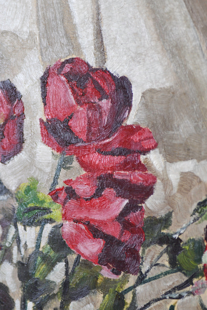 Red Rose Bouquet Still Life Painting, 18"