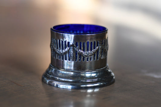 Vintage Decorative Salt Cellar, Cobalt Blue