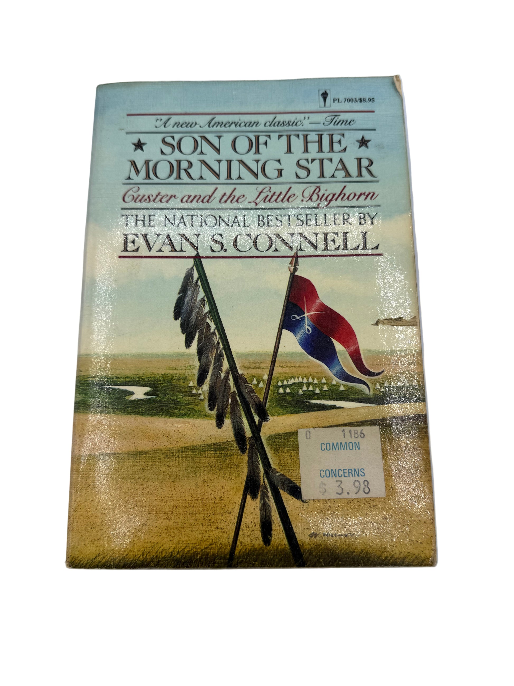 Book titled 'Son of the Morning Star' by Evan S. Connell on a white background