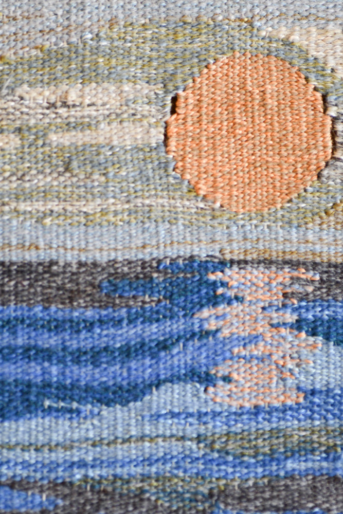 Vintage Wool Seascape Art, Sweden, 13"