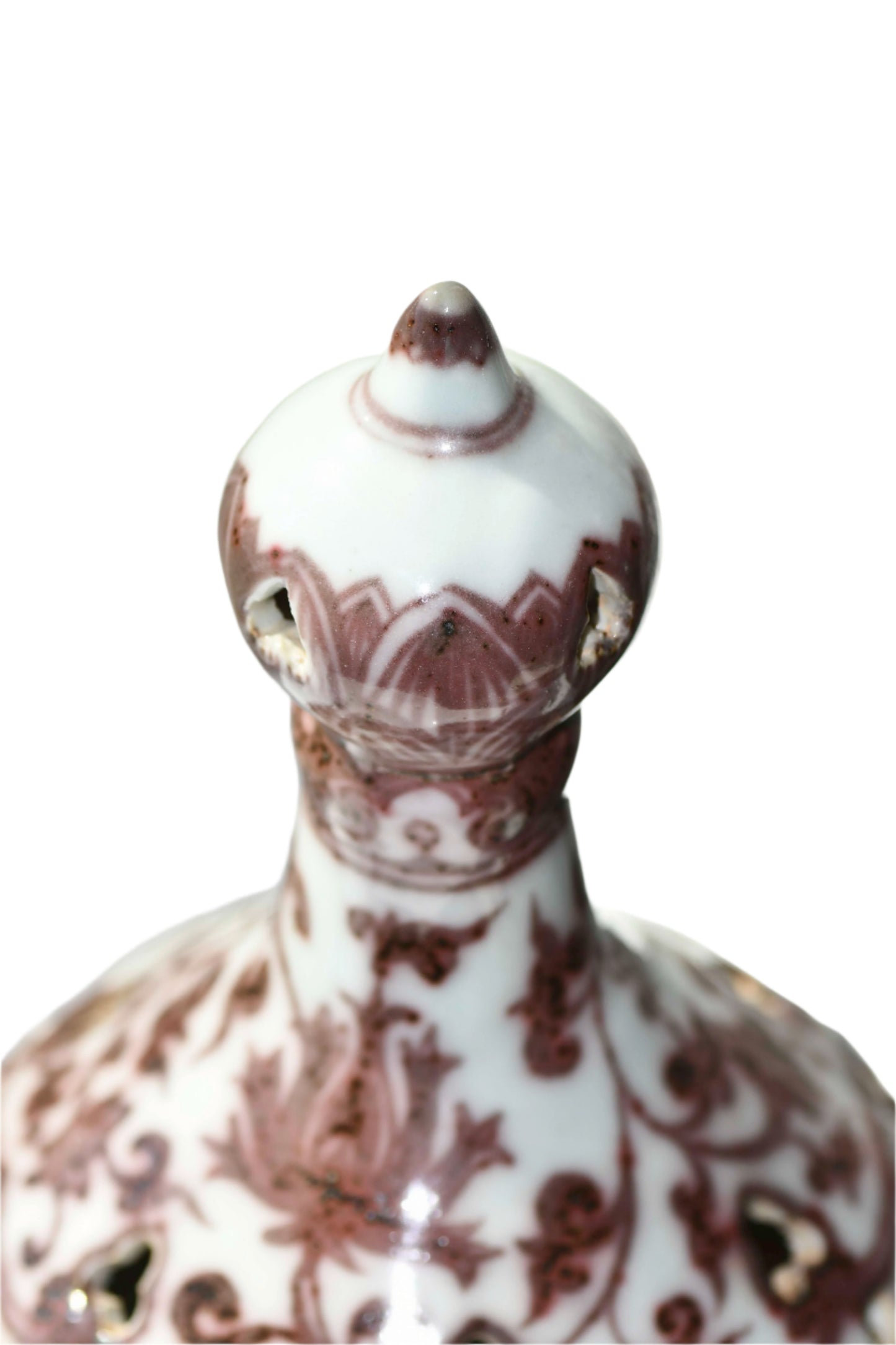 Red Underglaze Large Decorative Incense Burner, 15"