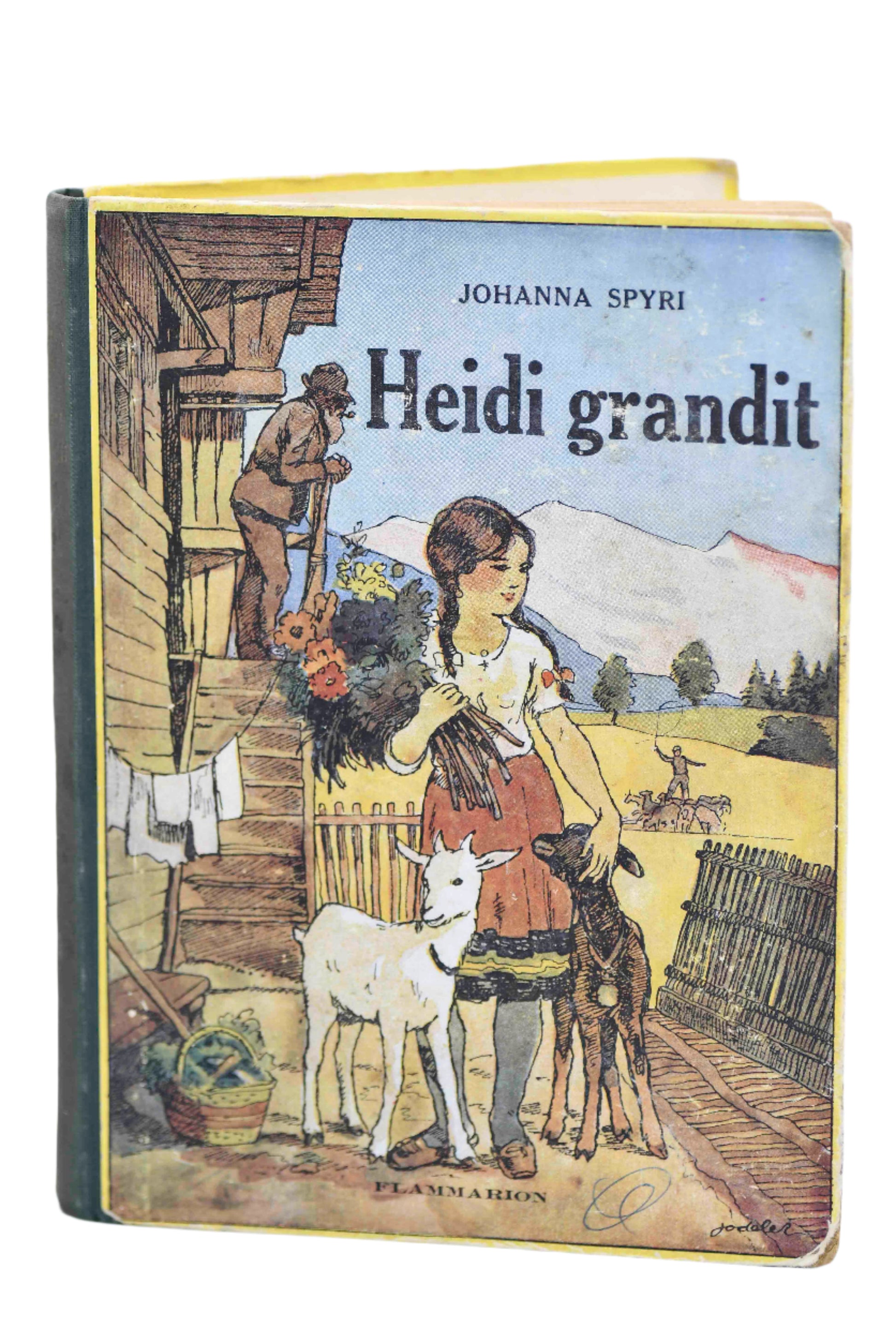 Cover of 'Heidi Grandit' featuring an illustration of a girl with goats and a mountainous background, published by Flammarion, Paris.