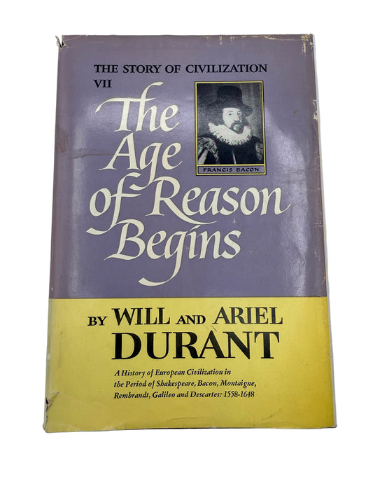 Book cover of 'The Age of Reason Begins' by Will and Ariel Durant on a light gray background