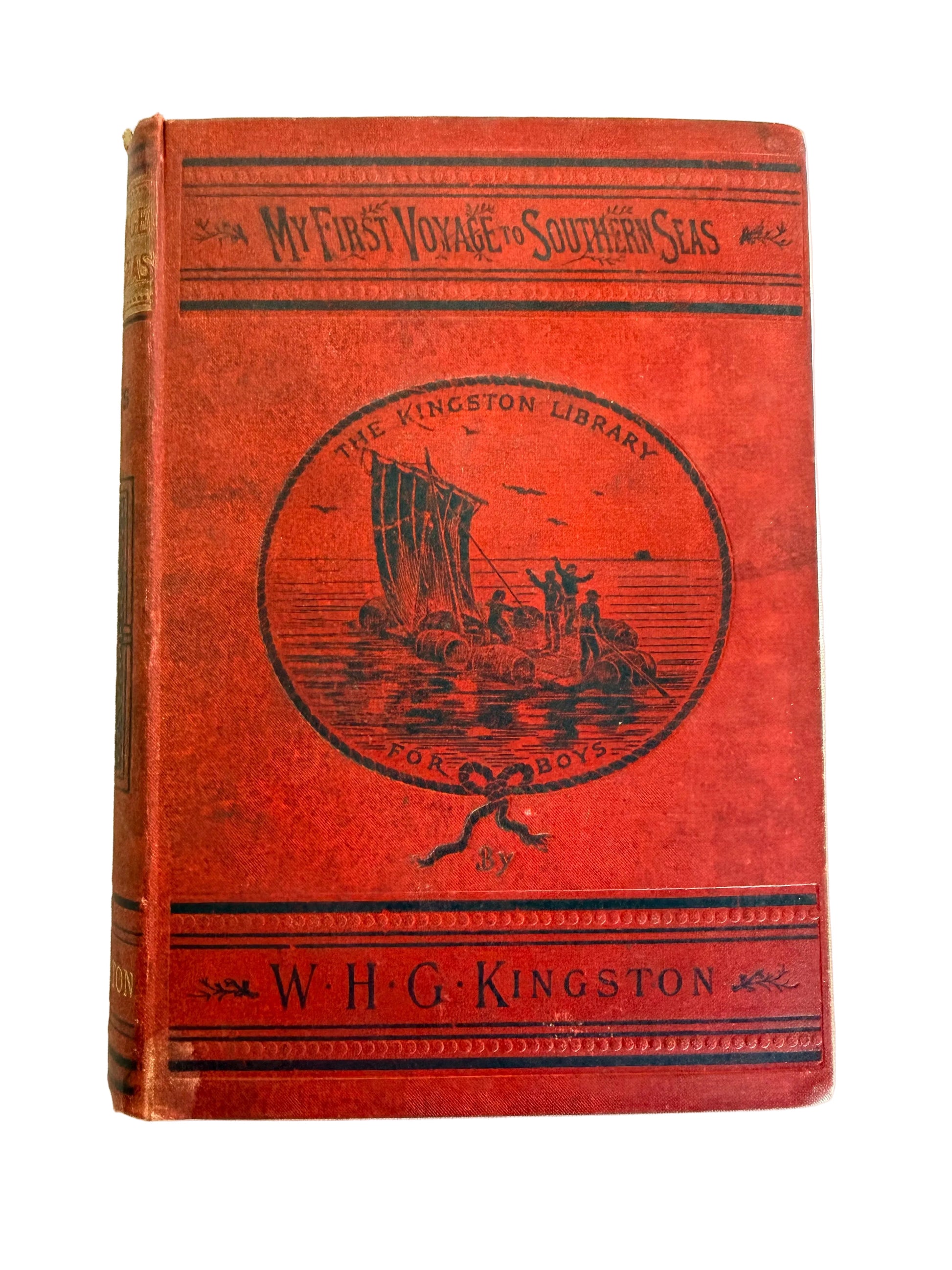 Red book with black text and illustrations on a white background