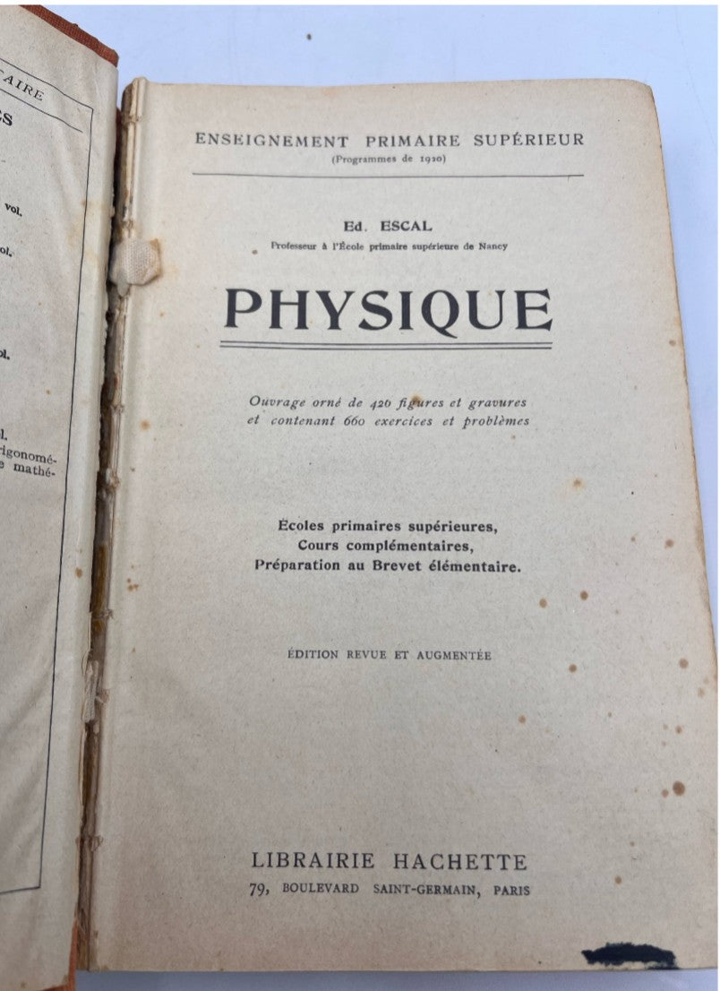 Physique Elementaire, France, Elementary Physics Book
